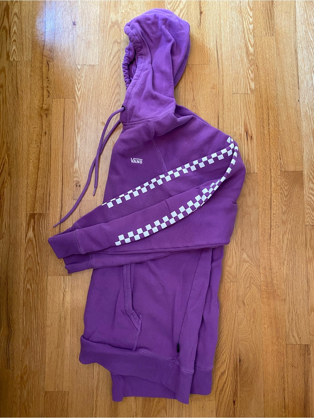 Vans Purple Checkerboard Sleeve Pullover Hoodie